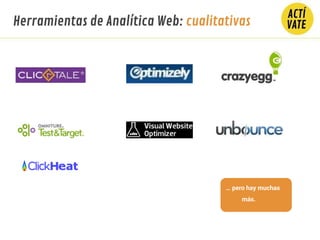 … pero hay muchas
más.
Herramientas de Analítica Web: cualitativas
 