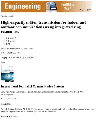 High Capacity Soliton Transmission for Indoor and Outdoor Communications Using Integrated Ring Resonators