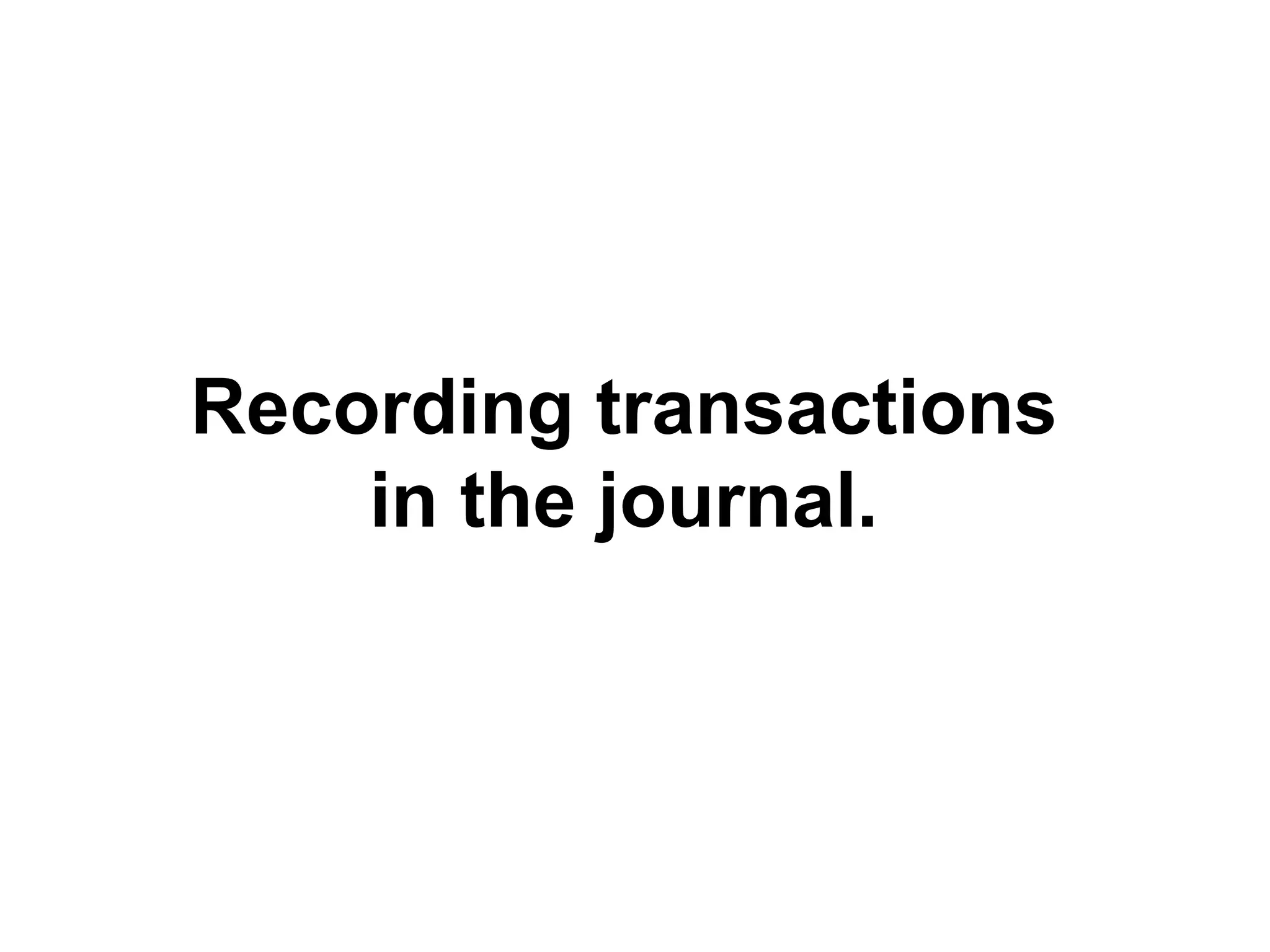 Recording transactions in the journal.  