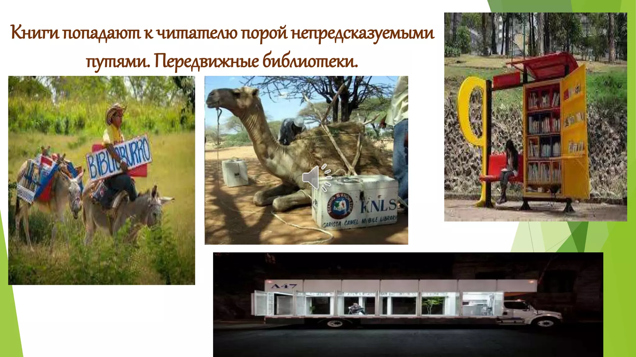 Книги попадают к читателю порой непредсказуемыми 
путями. Передвижные библиотеки. 
 