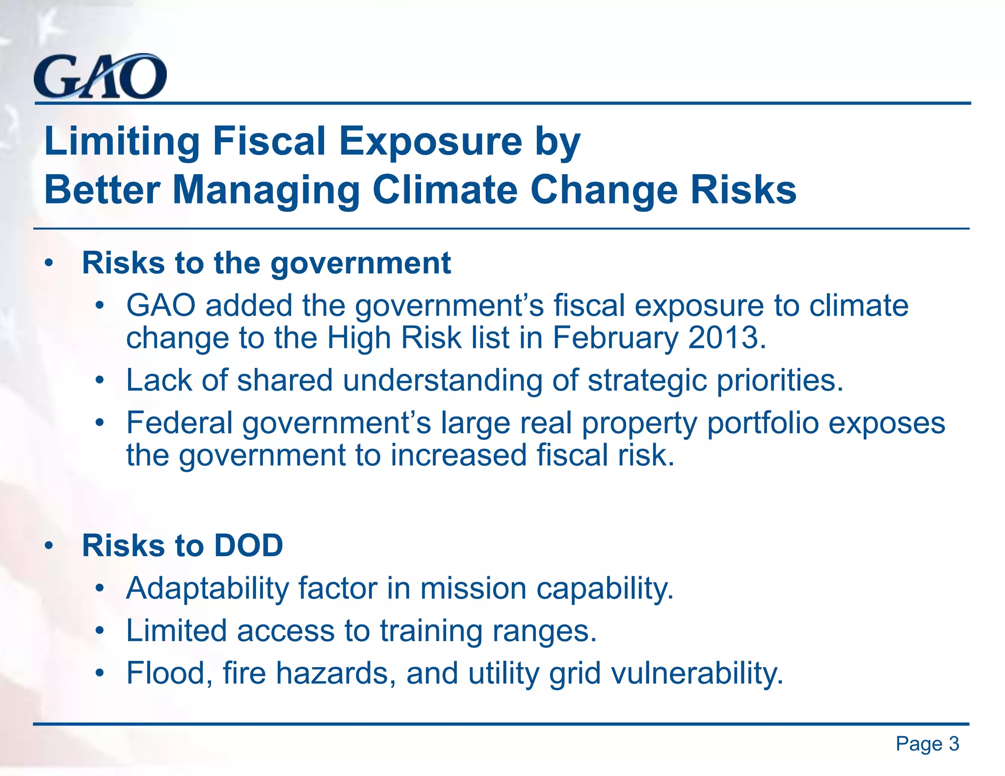Brian Lepore The Evolving Threats GAO's Report on DOD's Infrastructure Adaptation for Climate