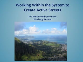 Working Within the System to Create Active Streets Pro Walk/Pro Bike/Pro Place Pittsburg, PA 2014  
