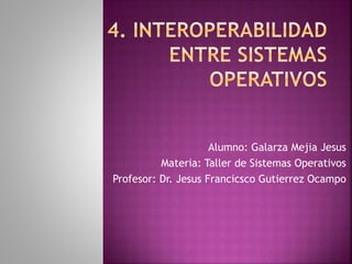 Alumno: Galarza Mejia Jesus 
Materia: Taller de Sistemas Operativos 
Profesor: Dr. Jesus Francicsco Gutierrez Ocampo 
 
