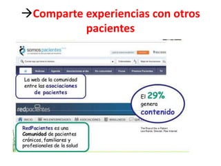 Comparte experiencias con otros
pacientes
 