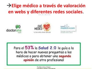 Elige médico a través de valoración
en webs y diferentes redes sociales.
 