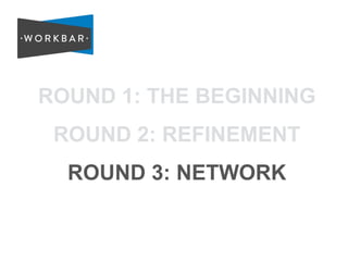 ROUND 1: THE BEGINNING 
ROUND 2: REFINEMENT 
ROUND 3: NETWORK 
 