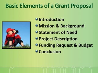 4. grantseeking basic elements of a grant | PPTX