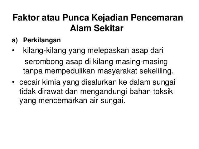 faktor faktor pencemaran alam sekitar