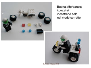Buona affordance:
i pezzi si
incastrano solo
nel modo corretto
27
R.Polillo -Marzo 2015
 