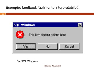 Da: SQL Windows
Esempio: feedback facilmente interpretabile?
34
R.Polillo -Marzo 2015
 