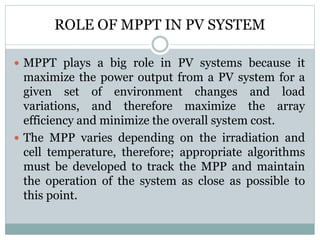 simulation of maximum power point tracking for photovoltaic systems | PPTX