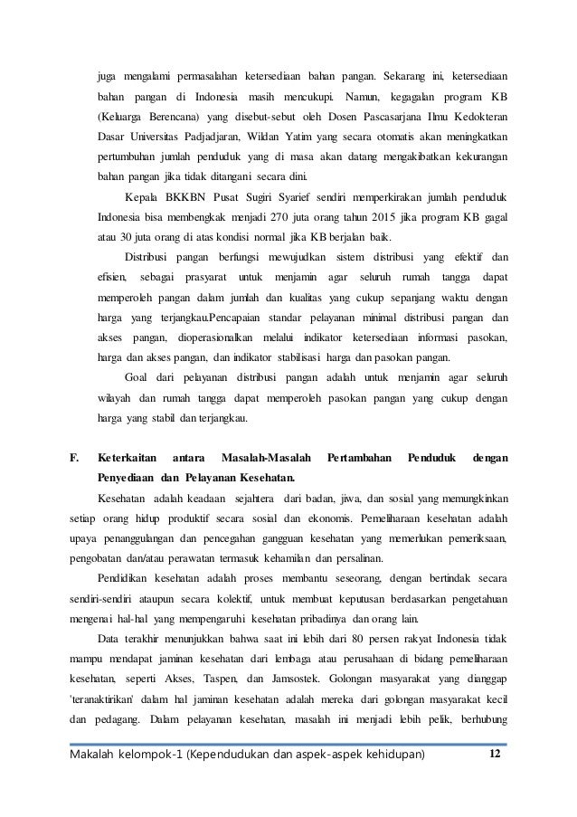 KEPENDUDUKAN DAN ASPEK ASPEK KEHIDUPAN MANUSIA PKLH