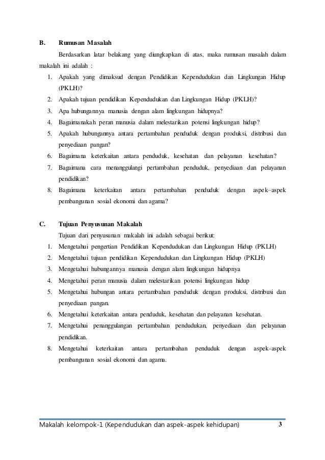 Kependudukan Dan Aspek Aspek Kehidupan Manusia Pklh
