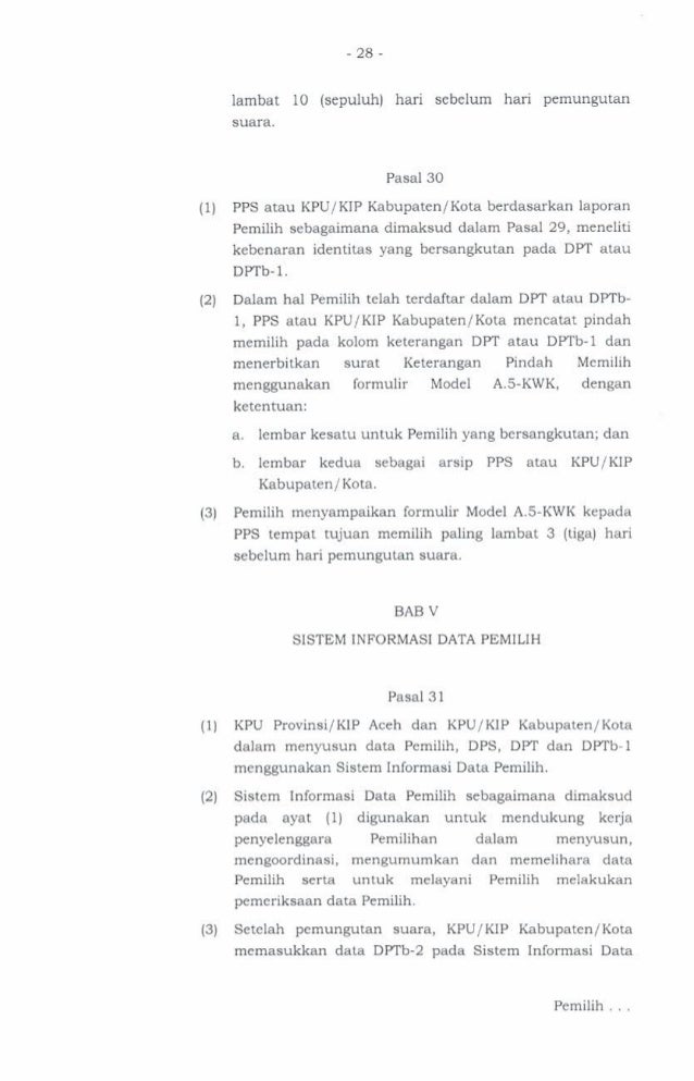 Peraturan KPU No. 4 tahun 2015 tentang pemutakhiran data 