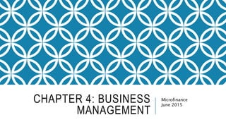 CHAPTER 4: BUSINESS
MANAGEMENT
Microfinance
June 2015
 