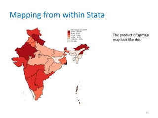 Mapping from within Stata
15
The product of spmap
may look like this
 