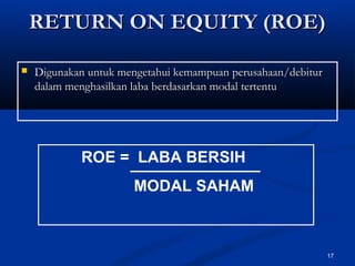 Rumus Rumus Rasio Roe 4. analisis laporan keuangan | PPT