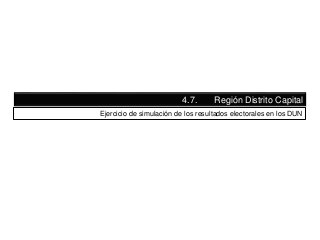 4.7. Región Distrito Capital
Ejercicio de simulación de los resultados electorales en los DUN
 