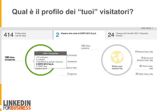 Qual è il profilo dei “tuoi” visitatori?
 