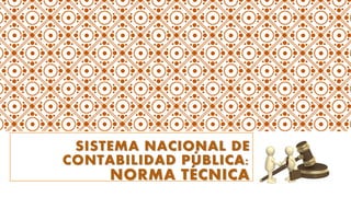 SISTEMA NACIONAL DE
CONTABILIDAD PÚBLICA:
NORMA TÉCNICA
 