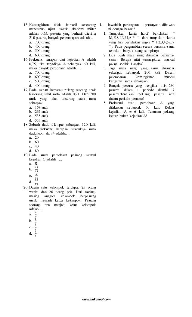 4. latihan soal matematika peluang kelas 9 smp