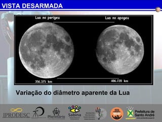 VISTA DESARMADA
Variação do diâmetro aparente da Lua
 