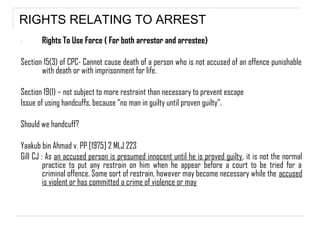 CPC-Arrest & Rights relating to the Arrest
