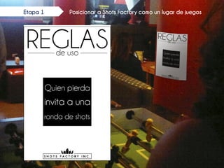 Posicionar a Shots Factory como un lugar de juegosEtapa 1
 