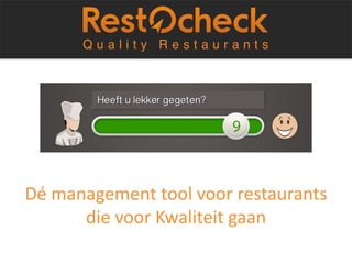 Dé management tool voor restaurants
die voor Kwaliteit gaan
 