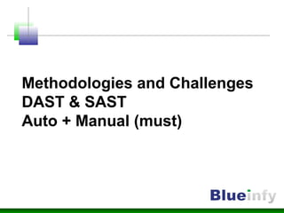 Methodologies and Challenges
DAST & SAST
Auto + Manual (must)
 