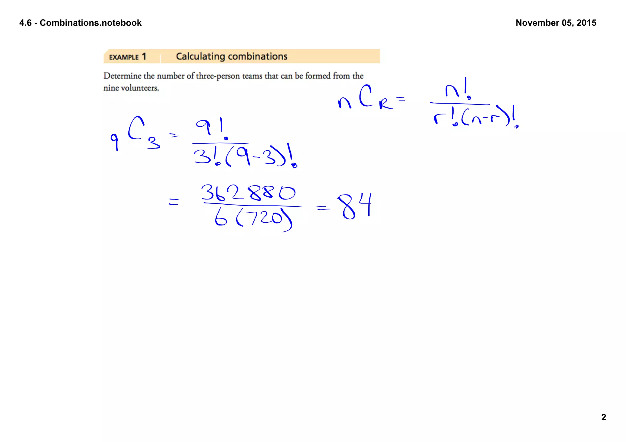 4.6 Combinations.notebook
2
November 05, 2015