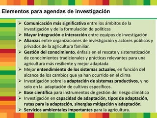 Resultados del diálogo sobre agricultura y cambio climático a través de seminarios regionales (2010-2015)