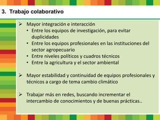 Resultados del diálogo sobre agricultura y cambio climático a través de seminarios regionales (2010-2015)