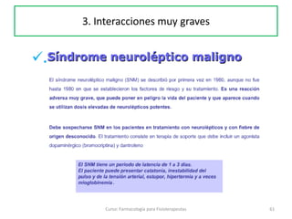 61Curso: Farmacología para Fisioterapeutas
3. Interacciones muy graves
.
 