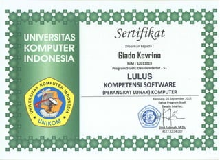 Computer Software Competence Certificate