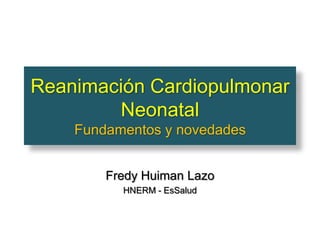 Reanimación Cardiopulmonar
        Neonatal
    Fundamentos y novedades


        Fredy Huiman Lazo
          HNERM - EsSalud
 