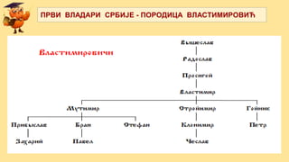 ПРВИ ВЛАДАРИ СРБИЈЕ - ПОРОДИЦА ВЛАСТИМИРОВИЋ
 