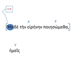 Ἤν δὲ τὴν εἰρήνην ποιησώμεθα,
Ρ
ἡμεῖς
Υ
Α
 