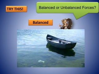 Balanced or Unbalanced Forces?TRY THIS!
Balanced
 