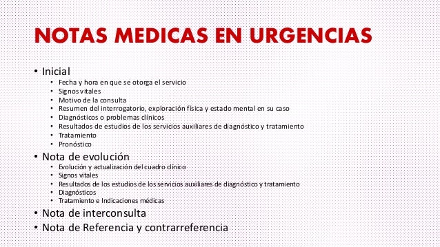 Nota Medica De Urgencias Imss Ejemplo