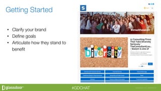 Glassdoor, Inc. 2008-2016#GDCHAT

•  Clarify your brand
•  Deﬁne goals
•  Articulate how they stand to
beneﬁt
Getting Started
 