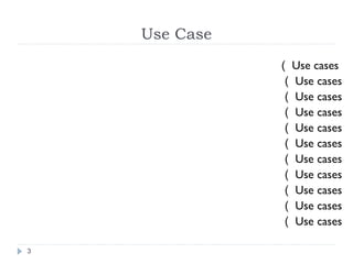 Use Case
Use cases(
Use cases(
Use cases(
Use cases(
Use cases(
Use cases(
Use cases(
Use cases(
Use cases(
Use cases(
Use cases(
3
 