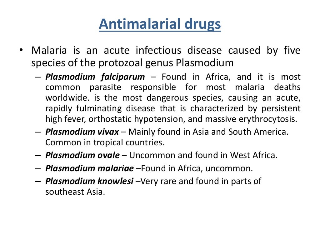 Introduction to antimalarial drugs