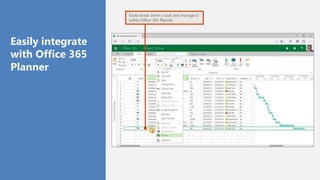 Easily break down a task and manage it
within Office 365 Planner
Easily integrate
with Office 365
Planner
 