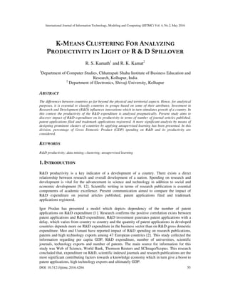 K-MEANS CLUSTERING FOR ANALYZING PRODUCTIVITY IN LIGHT OF R & D