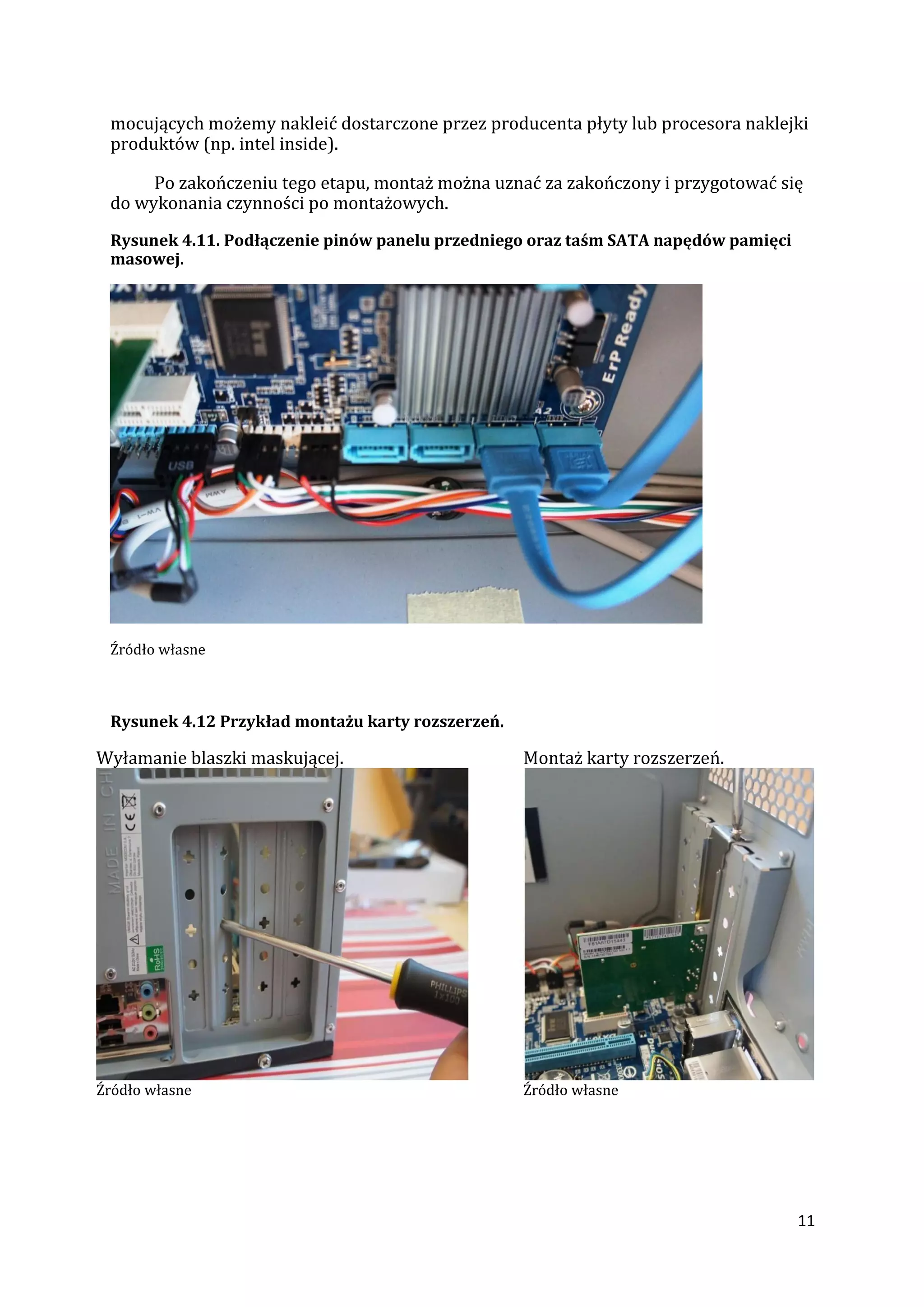 Zasady oraz etapy montażu komputera osobistego | PDF