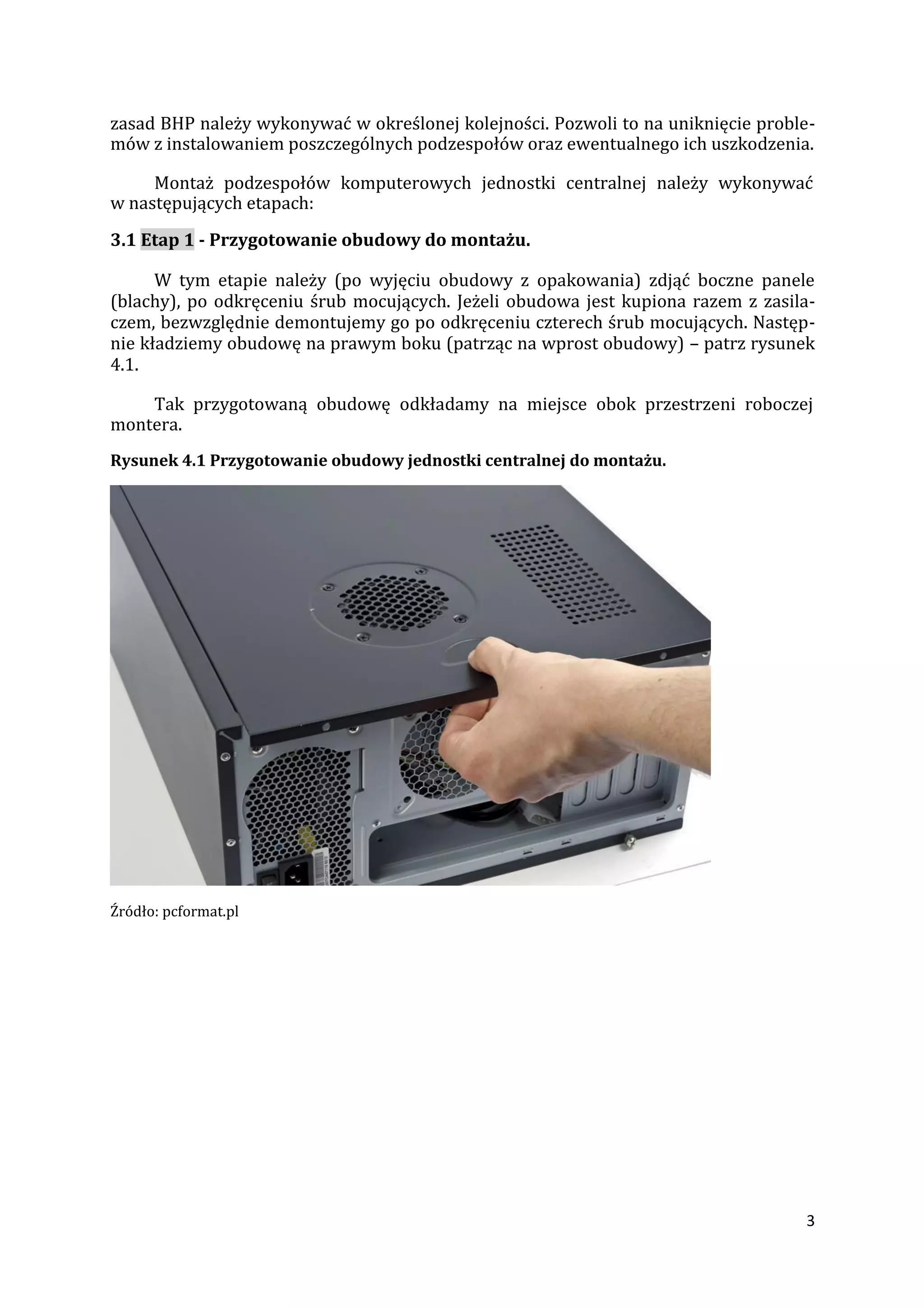 Zasady oraz etapy montażu komputera osobistego | PDF