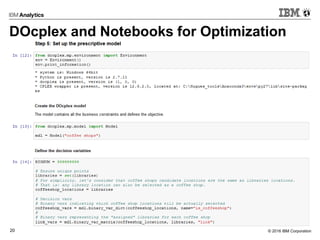 © 2016 IBM Corporation20
DOcplex and Notebooks for Optimization
 