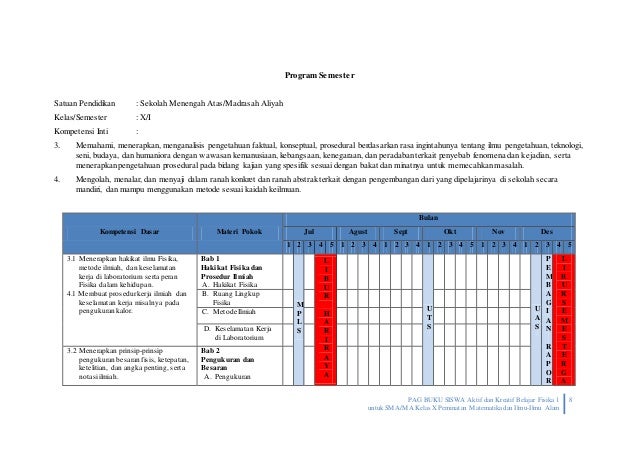 Prota Fisika Kelas X Kurikulum 2013 Revisi Sekolah
