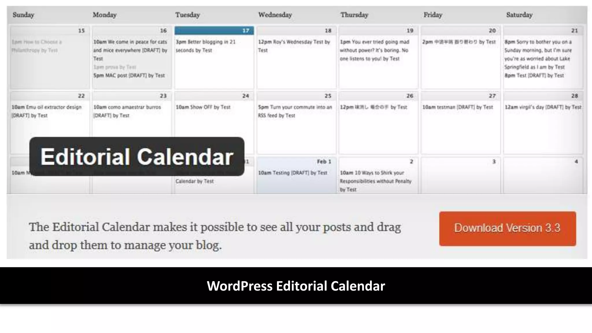 WordPress Editorial Calendar
 